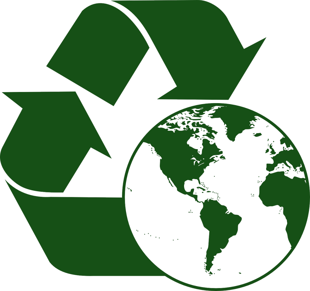 Recycling symbol with earth