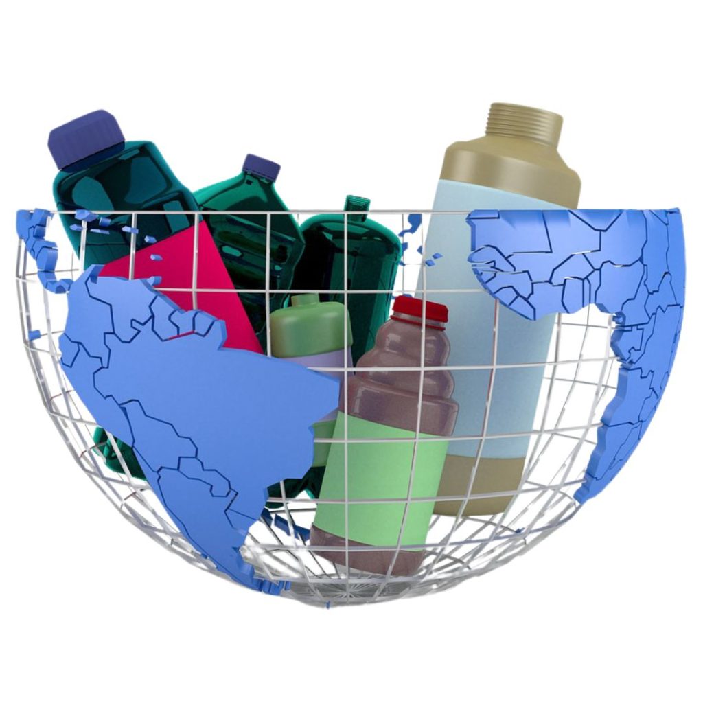 A half-wire Earth filled with plastic bottles