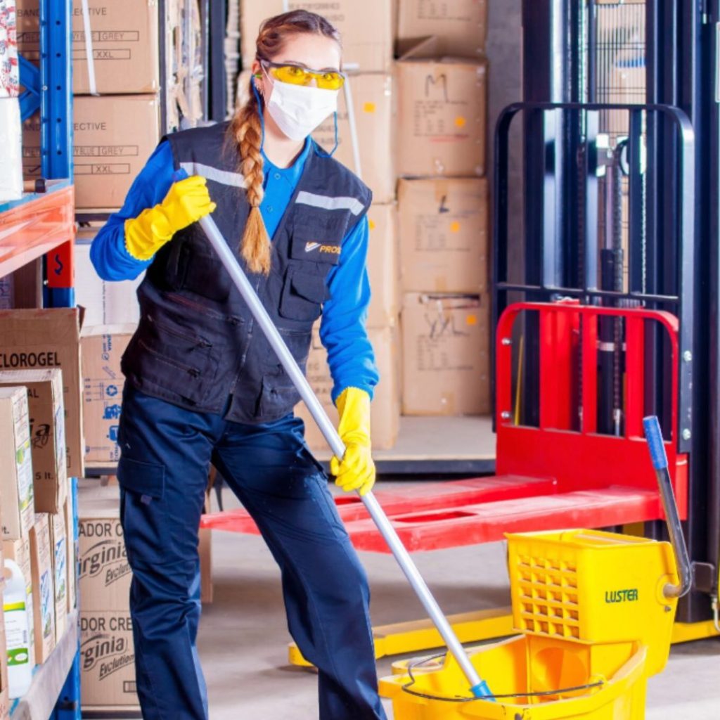 Lady mopping floor