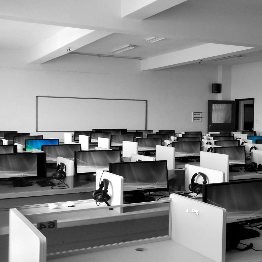 Desks in an office