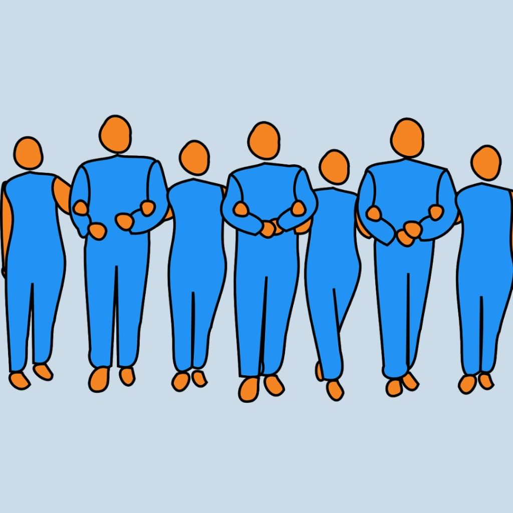 Graphic of people with linked arms
