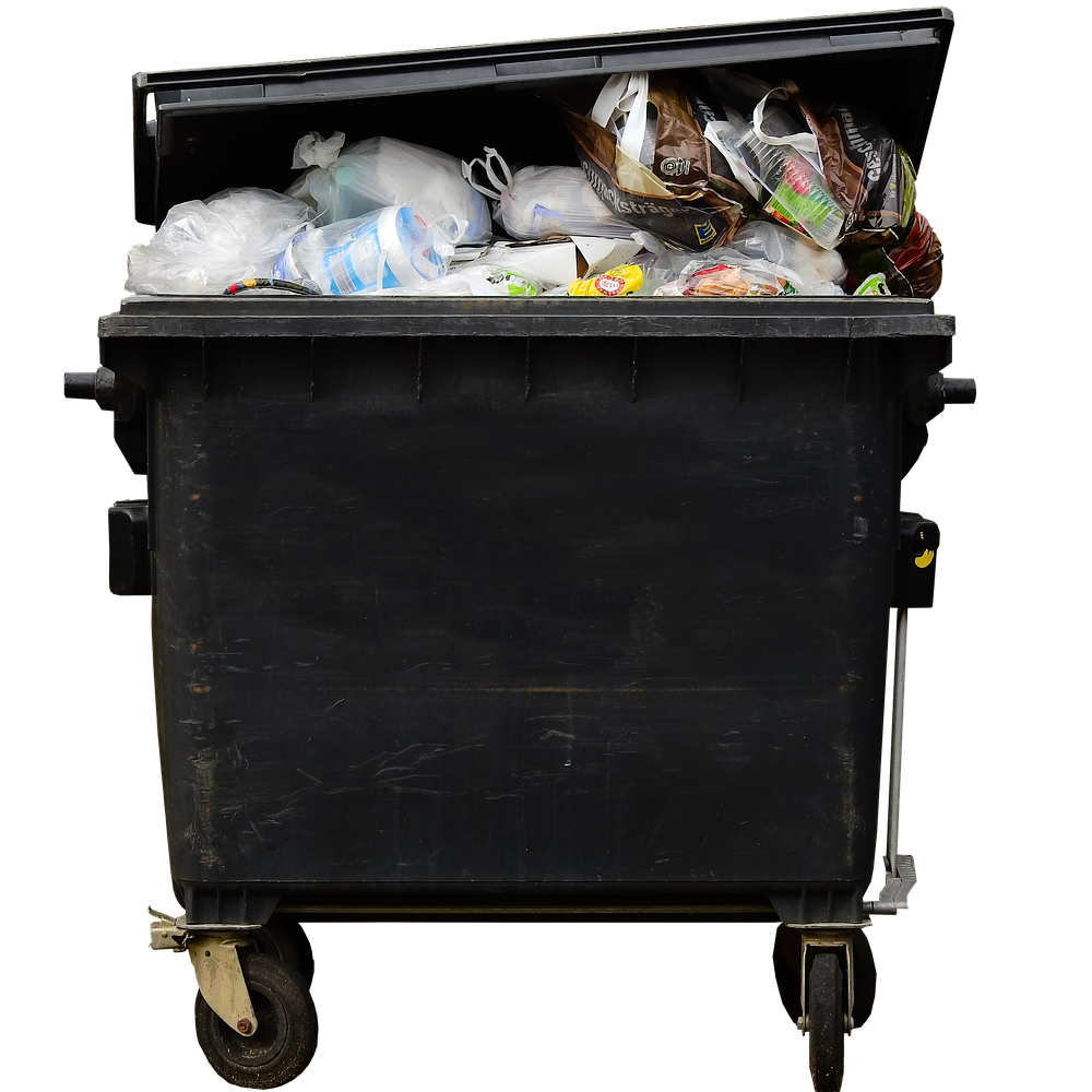 Picture of overflowing wheely bin
